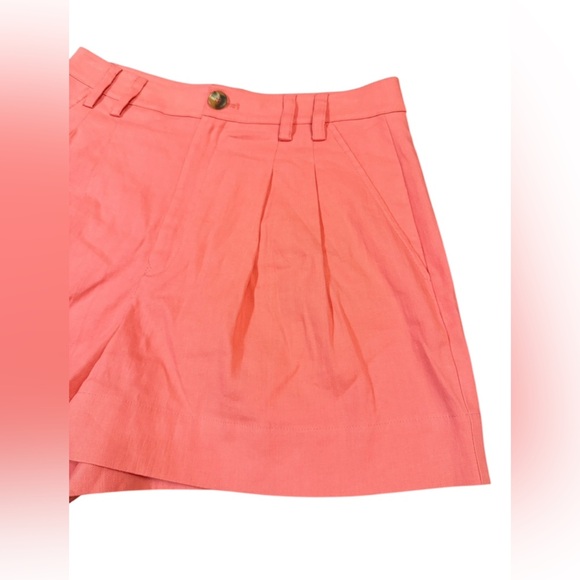 A.L.C. Mateo Pleated Linen-Blend Shorts in Dark Grapefruit Size 8 - Picture 6 of 10